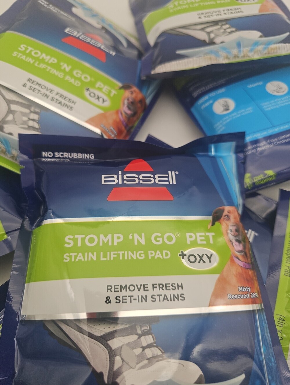 Bissell Stomp 'N Go Pet Lifting Pads + Oxy Stain Carpet Rug Cleaning, 14 Pk